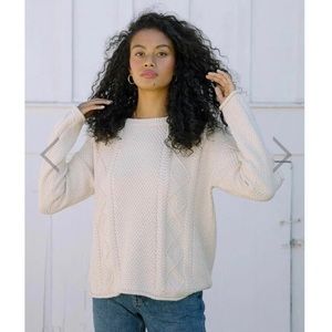 Tradlands Modern Cotton Fisher Sweater in cream